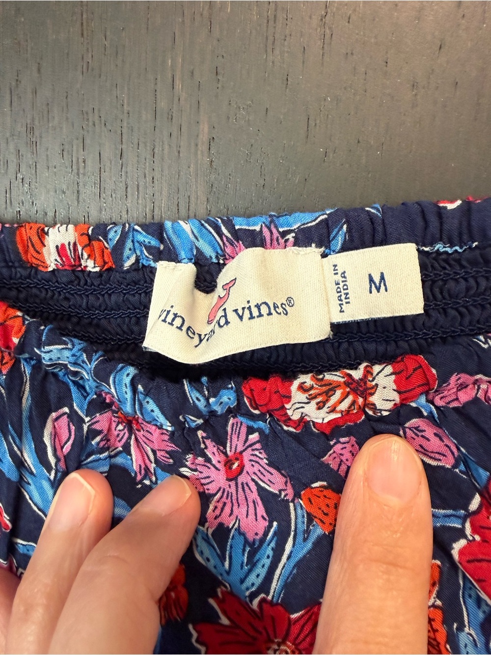 Vineyard Vines Navy Floral Ruffle-Shoulder Dress - Picture 3 of 4